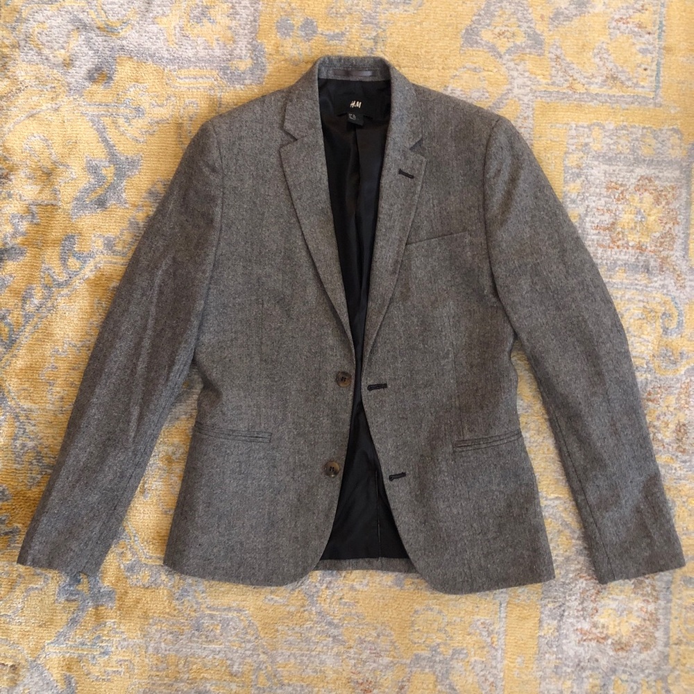 H&M Suit Jacket - Sport Coat - Blazer - Dinner Jacket - Grey - Gray EUC
